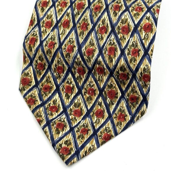 VALENTINO Cravatte Blue Rose Floral Silk Luxury Tie Vintage Flawed Read********* - Picture 1 of 8